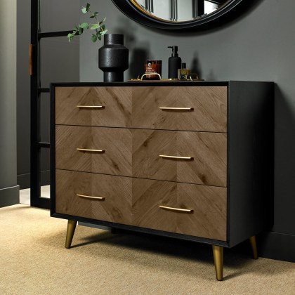Sienna Fumed Oak & Peppercorn 3 Drawer Chest by Bentley Designs