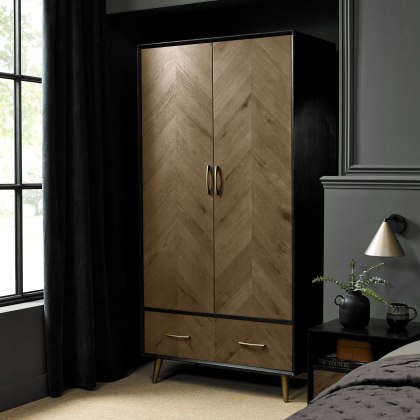 Sienna Fumed Oak & Peppercorn Double Wardrobe by Bentley Designs