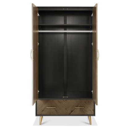 Sienna Fumed Oak & Peppercorn Double Wardrobe by Bentley Designs