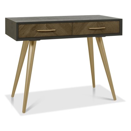 Sienna Fumed Oak & Peppercorn Gold Dressing Table by Bentley Designs