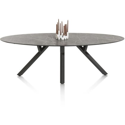 Minato 240 x 110cm Ellipse Dining Table (Light Grey Finish) by Habufa