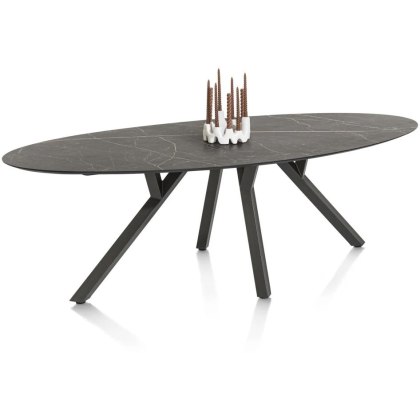 Minato 240 x 110cm Ellipse Dining Table (Onyx Finish) by Habufa