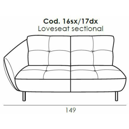 Seville Loveseat 1 Arm (LHF) by Italia Living