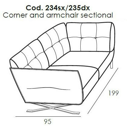 Seville Corner & Armchair Section (LHF) by Italia Living