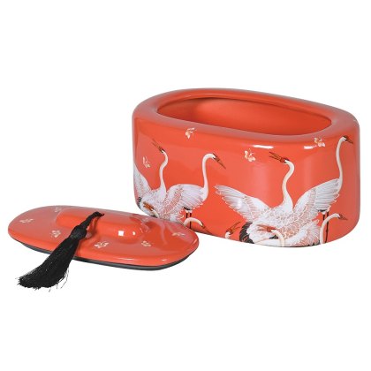 Coral Lidded Bird Jar