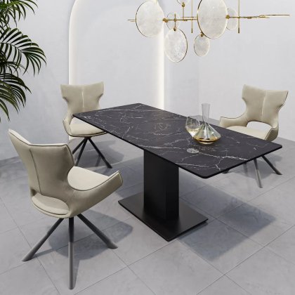 Pavoni 140-180cm Matte Black Ceramic Auto-Rise Extending Dining Table Pavoni 140-180cm Matte Black Ceramic Auto-Rise Extending Dining Table