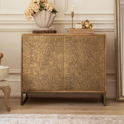 Isadora Embossed Cabinet Brass