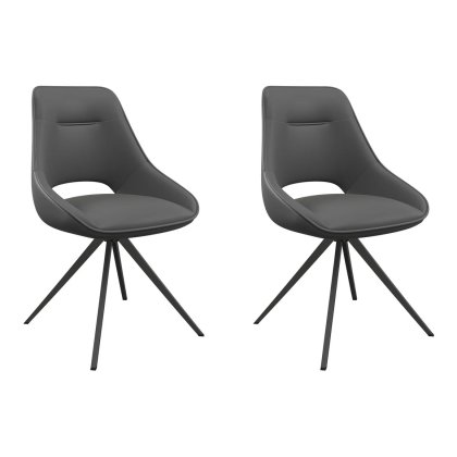 Pair of Cerutti Dark Grey Swivel Dining Chairs Pair of Cerutti Dark Grey Swivel Dining Chairs