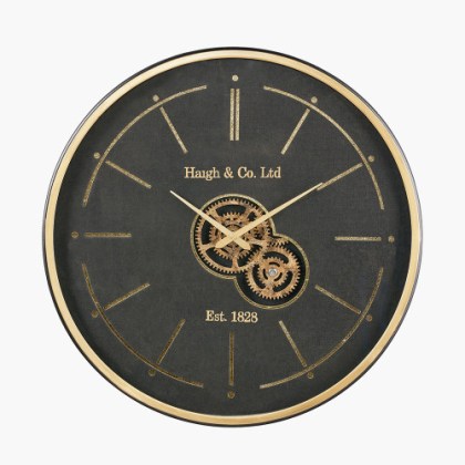 Cog Black and Gold Clock