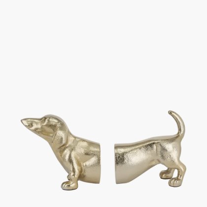 Gold Sausage Dog Book Ends