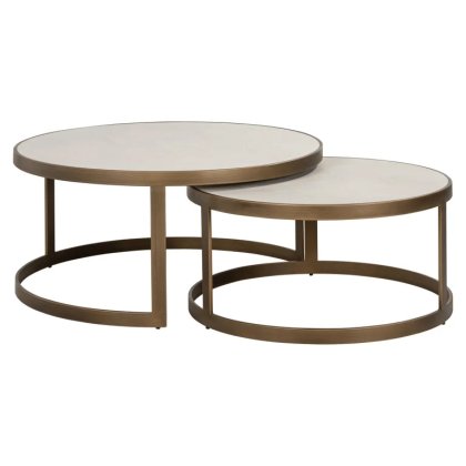 Whitebone Brass Nest of Coffee Tables