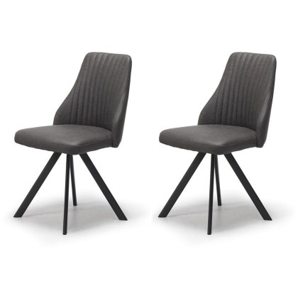 Pair of Austin Dining Chairs (Dark Grey Faux Leather) by Kesterport