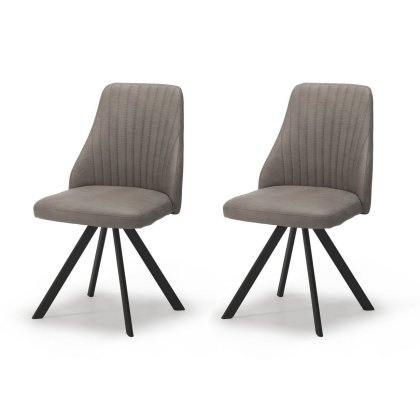 Pair of Austin Dining Chairs (Light Grey Faux Leather) by Kesterport