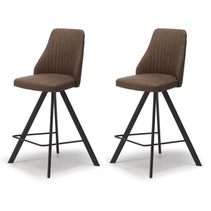 Pair of Austin Counter Stools (Brown Faux Leather) by Kesterport