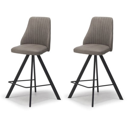 Pair of Austin Counter Stools (Light Grey Faux Leather) by Kesterport