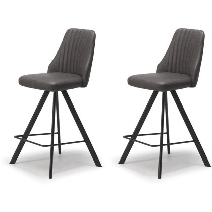 Pair of Austin Counter Stools (Dark Grey Faux Leather) by Kesterport