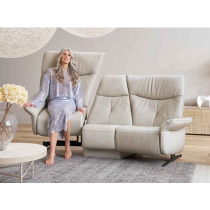 Loona Trapezoidal Electric Recliner Sofa with Lift & Rise in Left Seat (4484-77QR) by Himolla