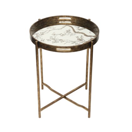 Antique Gold And Mirror Top End Table