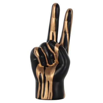 Decorative object hand peace (Black/gold)