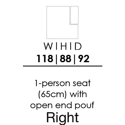 Skandia 1 Person Seat with Open End Pouf - Right - (X65H)