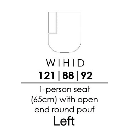 Skandia 1 Person Seat with Open End Round Pouf - Left - (XR65V)