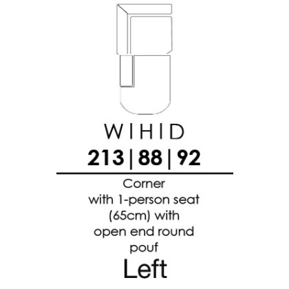 Skandia Corner with 1 Person Seat (65cm) with Open End Round Pouf- Left - (XR65VHJ)