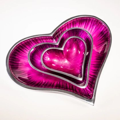 Brushed Pink Heart Dish XS 10cm
