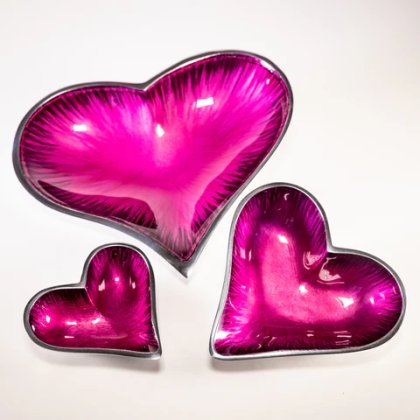 Brushed Pink Heart Dish Small 11cm