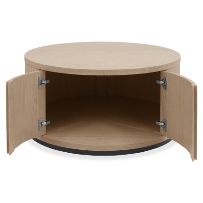 Luma Scandi Oak & Peppercorn Round Coffee Table