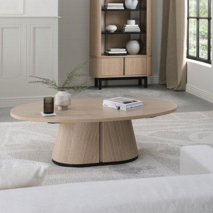 Luma Scandi Oak & Peppercorn Oval Coffee Table