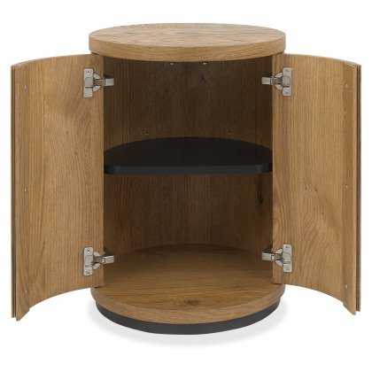 Luma Rustic Oak & Peppercorn Round Lamp Table