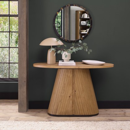 Luma Rustic Oak & Peppercorn Oval Console Table