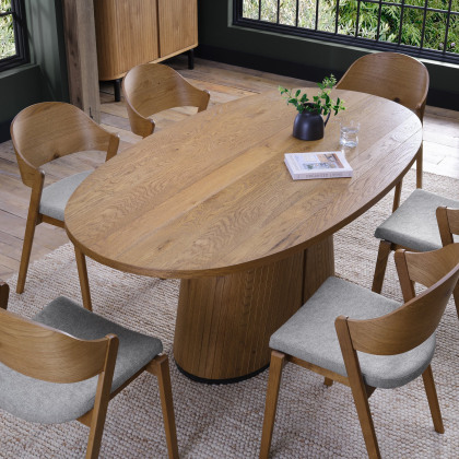 Luma Rustic Oak & Peppercorn 6 Seater Dining Table