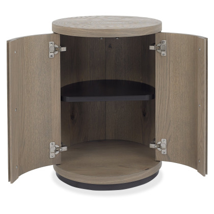 Luma Grey Oiled Oak & Peppercorn Round Lamp Table