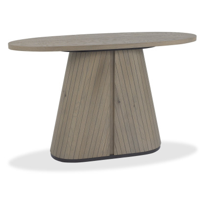 Luma Grey Oiled Oak & Peppercorn Oval Console Table