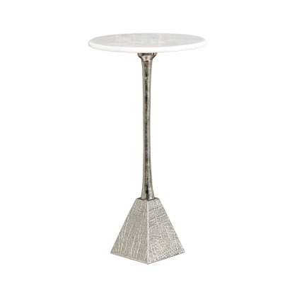 Ella Nickel Metal Side Table With White Marble Top