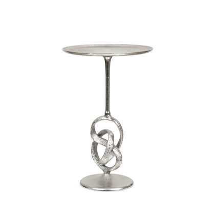 60cm Nickel Twisted Metal Accent Table