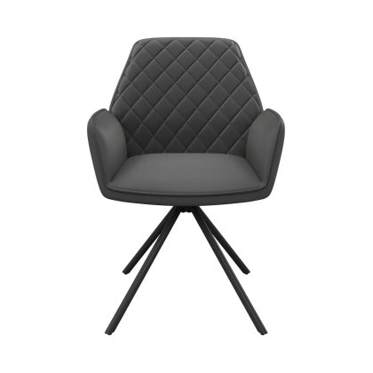 Pair of Lina Swivel Dining Chairs (Grey Faux Leather)