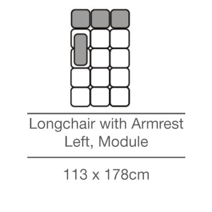 Kingsley Longchair with Armrest Left Module (113cm x 178cm) by 3C Candy Kingsley Longchair with Armrest Left Module (113cm x 178cm) by 3C Candy