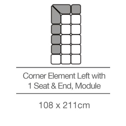 Kingsley Corner Element with 1 Seat and End - Left - Module (108 cm x 211cm) by 3C Candy Kingsley Corner Element with 1 Seat and End - Left - Module (108 cm x 211cm) by 3C Candy