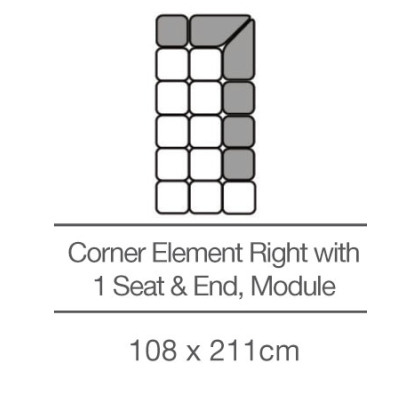 Kingsley Corner Element with 1 Seat and End - Right - Module (108 cm x 211cm) by 3C Candy Kingsley Corner Element with 1 Seat and End - Right - Module (108 cm x 211cm) by 3C Candy