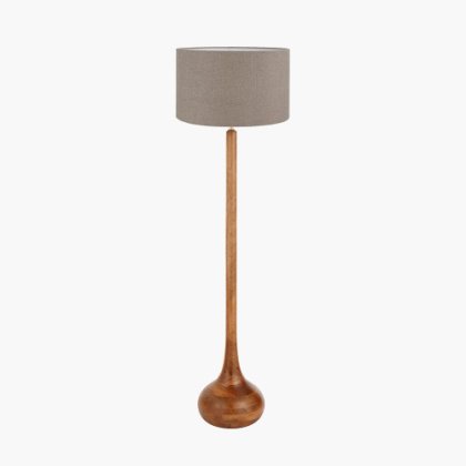 Toma Oiled Wood Tall Neck Floor Lamp With Edward Shade Toma Oiled Wood Tall Neck Floor Lamp With Edward Shade