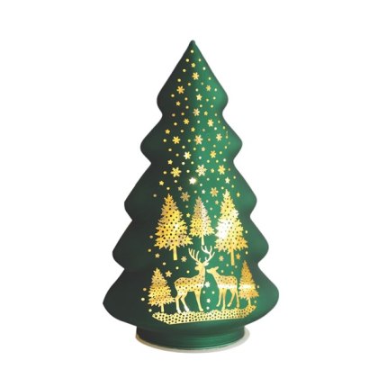 LED Glass Tree Green 19cm