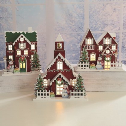 LED Christmas Church Road 24 x 30cms