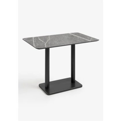 Brest 120 x 75cm Bar Table (92cm High) - Marble Light Grey Top & Black Frame - by Habufa Brest 120 x 75cm Bar Table (92cm High) - Marble Light Grey Top & Black Frame - by Habufa