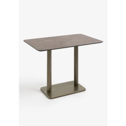 Brest 120 x 75cm Bar Table (92cm High) - Stone Rust Top & Gold Frame - by Habufa Brest 120 x 75cm Bar Table (92cm High) - Stone Rust Top & Gold Frame - by Habufa