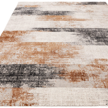 Kuza Lines Terracotta Rug by Asiatic