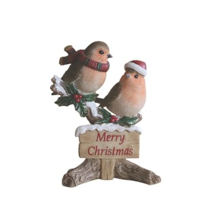 Merry Xmas Robins 12cm