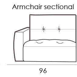 Gravina Armchair Section Left - Slim Arm Version (96cm) by Italia Living