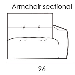 Gravina Armchair Section Right - Slim Arm Version (108cm) by Italia Living